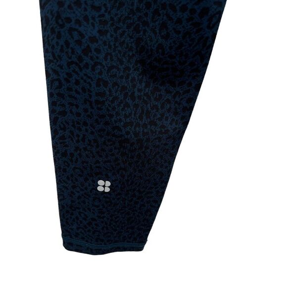 Sweaty Betty Leggings Women's Mediuml Black Blue Leopard Print Full Length - Picture 8 of 13
